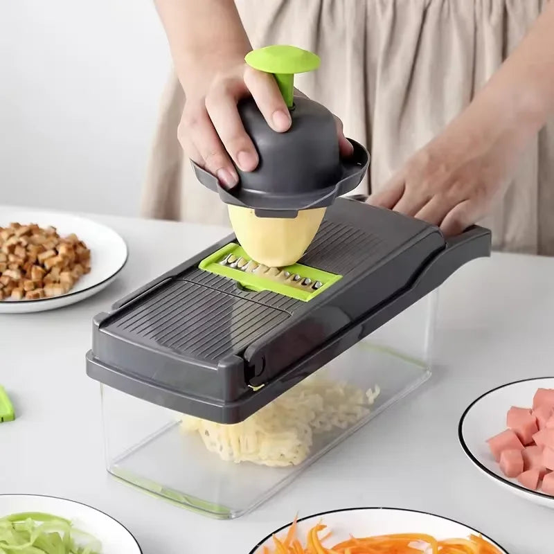 14 In 1 Vegetable Chopper, Onion Dicer, Food Slicer And Cutter With 8 Blades And Container, Multifunctional Kitchen Gadget