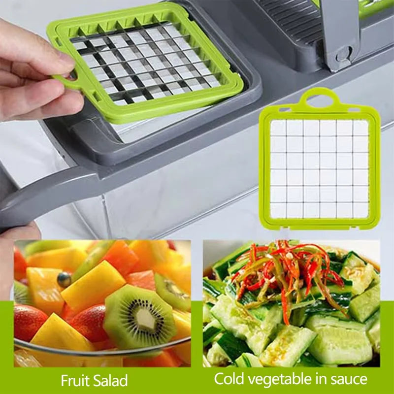 14 In 1 Vegetable Chopper, Onion Dicer, Food Slicer And Cutter With 8 Blades And Container, Multifunctional Kitchen Gadget