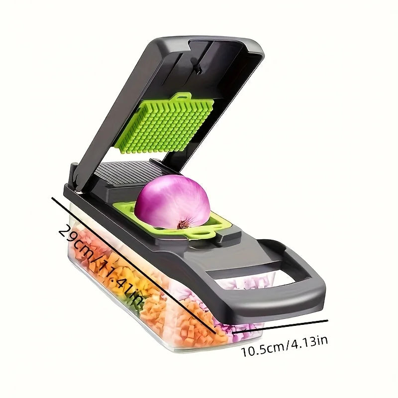 14 In 1 Vegetable Chopper, Onion Dicer, Food Slicer And Cutter With 8 Blades And Container, Multifunctional Kitchen Gadget